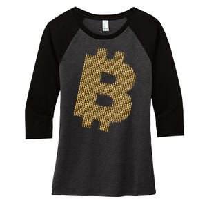 Golden Bitcoin Logo Limited Edition Women's Tri-Blend 3/4-Sleeve Raglan Shirt