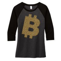 Golden Bitcoin Logo Limited Edition Women's Tri-Blend 3/4-Sleeve Raglan Shirt