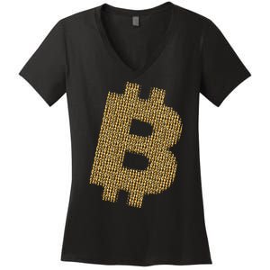 Golden Bitcoin Logo Limited Edition Women's V-Neck T-Shirt