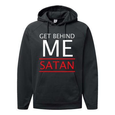 Get Behind Me Satan Short Sleeve Rebuke The Devil Performance Fleece Hoodie