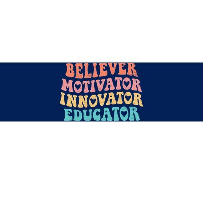 Groovy Believer Motivator Innovator Educator Retro Teachers Bumper Sticker