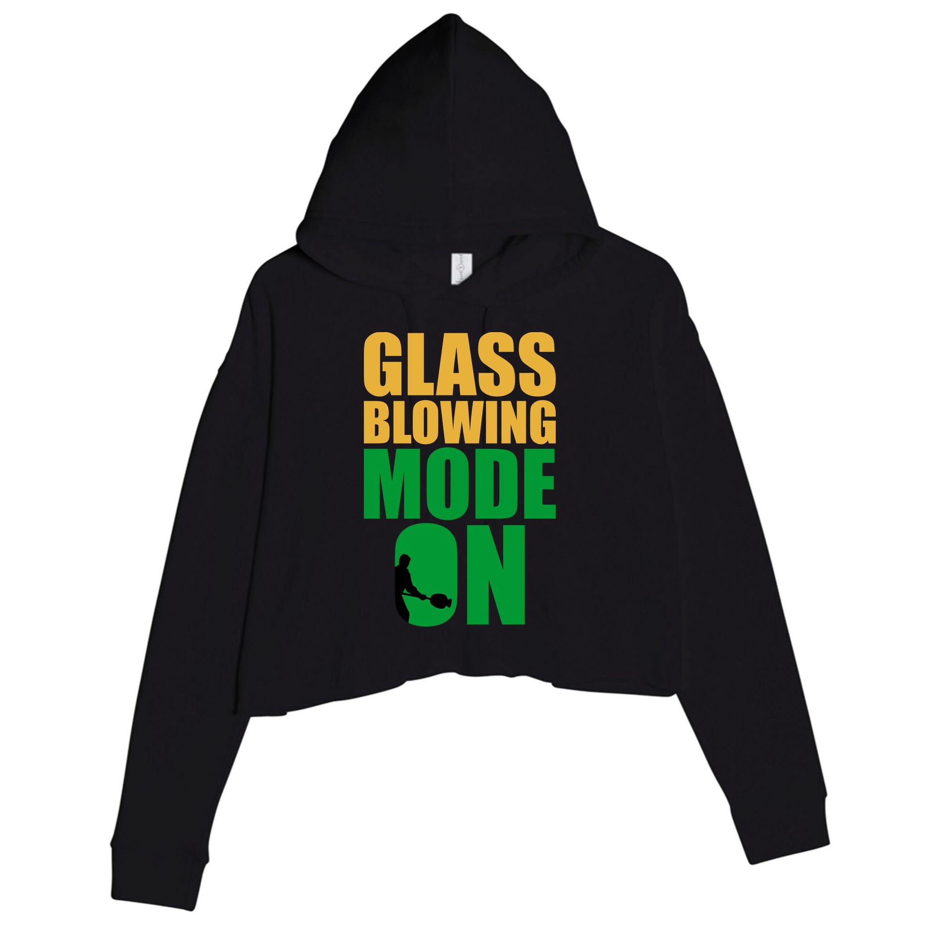Glass Blowing Mode On Funny Glassblower Retro Vintage Glassblowing Crop Fleece Hoodie