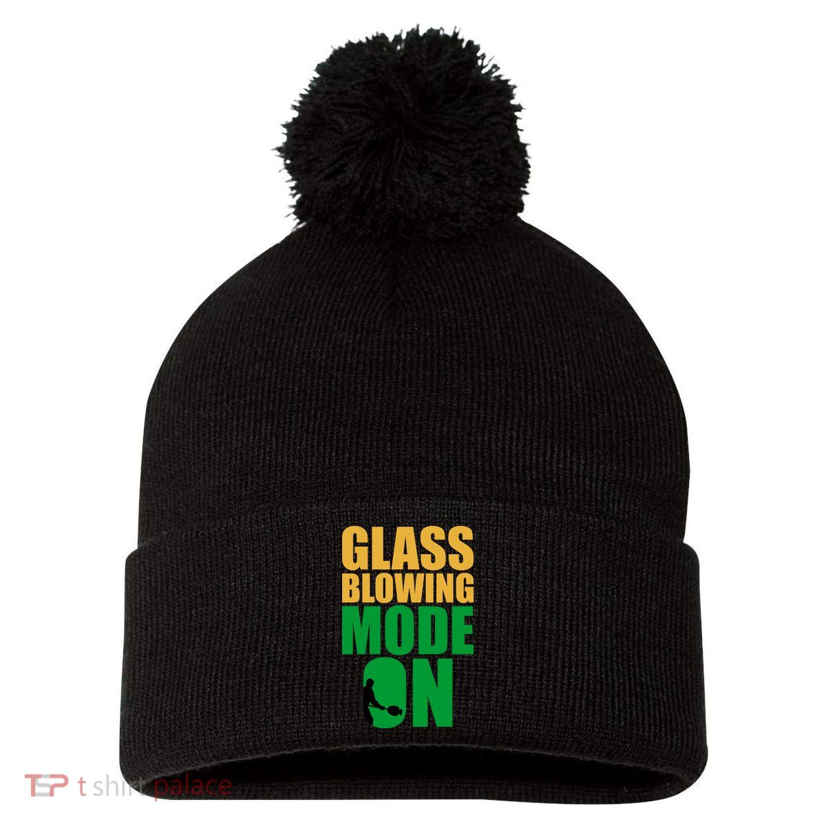 Glass Blowing Mode On Funny Glassblower Retro Vintage Glassblowing Pom Pom 12in Knit Beanie