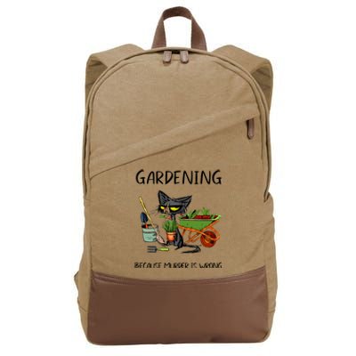 Gardening Because Murder Is Wrong Funny Cat Gardening Cotton Canvas Backpack