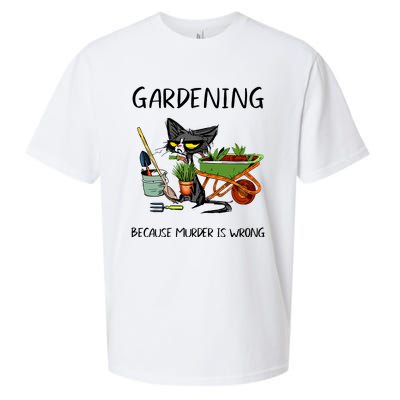 Gardening Because Murder Is Wrong Funny Cat Gardening Sueded Cloud Jersey T-Shirt