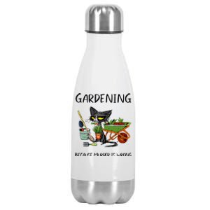 Gardening Because Murder Is Wrong Funny Cat Gardening Stainless Steel Insulated Water Bottle