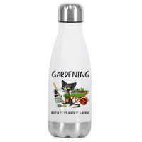 Gardening Because Murder Is Wrong Funny Cat Gardening Stainless Steel Insulated Water Bottle