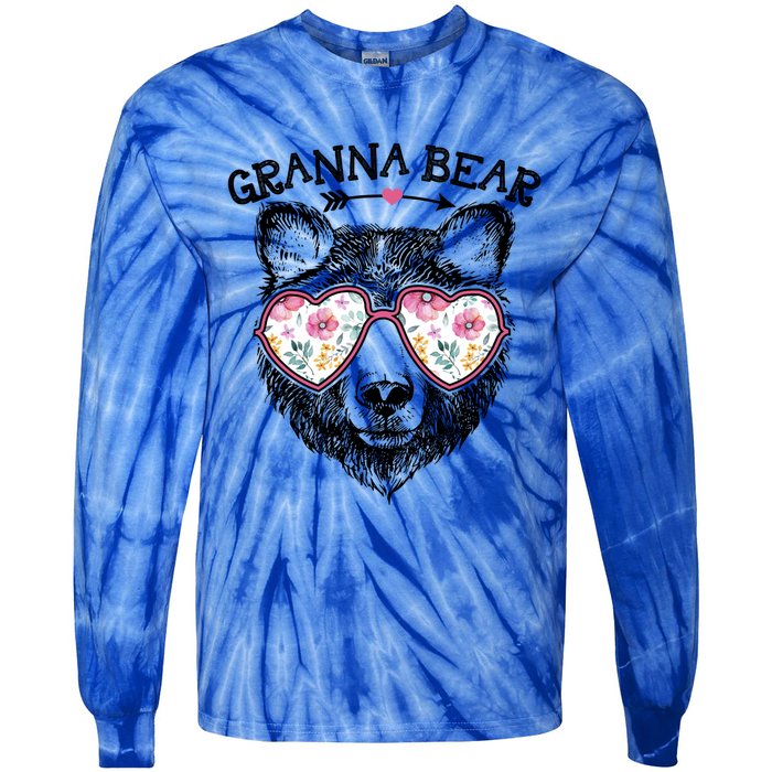 Granna Bear Mom Grandma Cute Floral Happy MotherS Day Great Gift Tie-Dye Long Sleeve Shirt