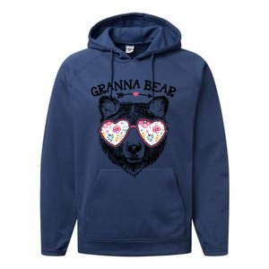 Granna Bear Mom Grandma Cute Floral Happy MotherS Day Great Gift Performance Fleece Hoodie