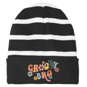 Groovy Brother Matching Family 1st Birthday Party Striped Beanie with Solid Band