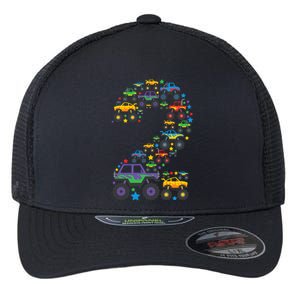 Graphic Boy Monster Truck 2nd Birthday 2 Years Flexfit Unipanel Trucker Cap