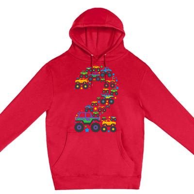 Graphic Boy Monster Truck 2nd Birthday 2 Years Premium Pullover Hoodie