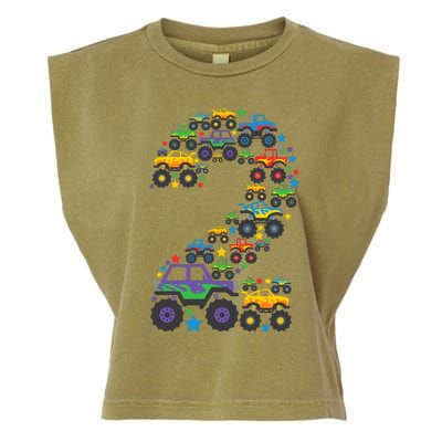 Graphic Boy Monster Truck 2nd Birthday 2 Years Garment-Dyed Women's Muscle Tee