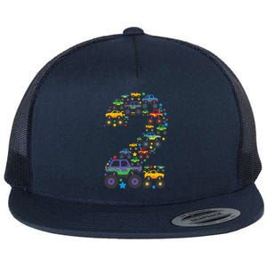 Graphic Boy Monster Truck 2nd Birthday 2 Years Flat Bill Trucker Hat