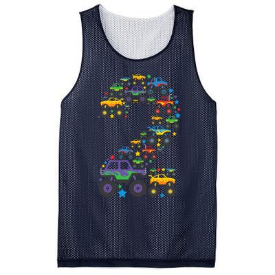 Graphic Boy Monster Truck 2nd Birthday 2 Years Mesh Reversible Basketball Jersey Tank