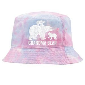 Grandma Bear Mothers Day Funny Two Cub Kids Grandmom Tie-Dyed Bucket Hat