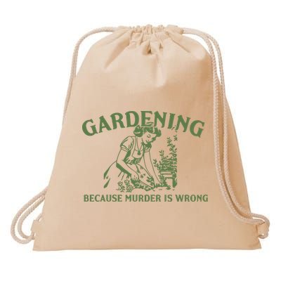 Gardening Because Murder Is Wrong Retro Drawstring Bag