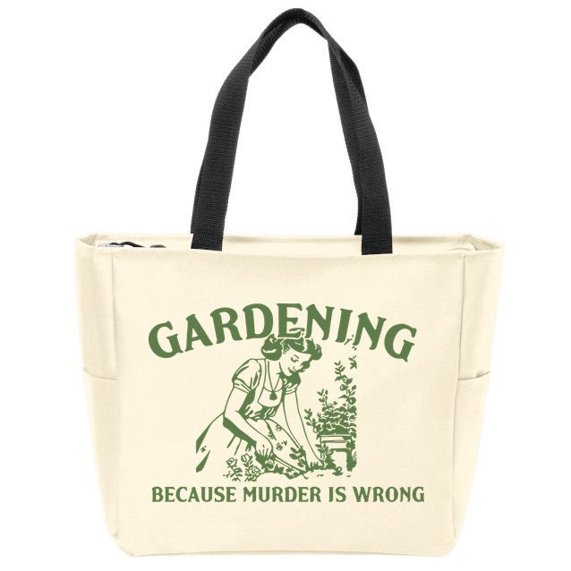 Gardening Because Murder Is Wrong Retro Zip Tote Bag