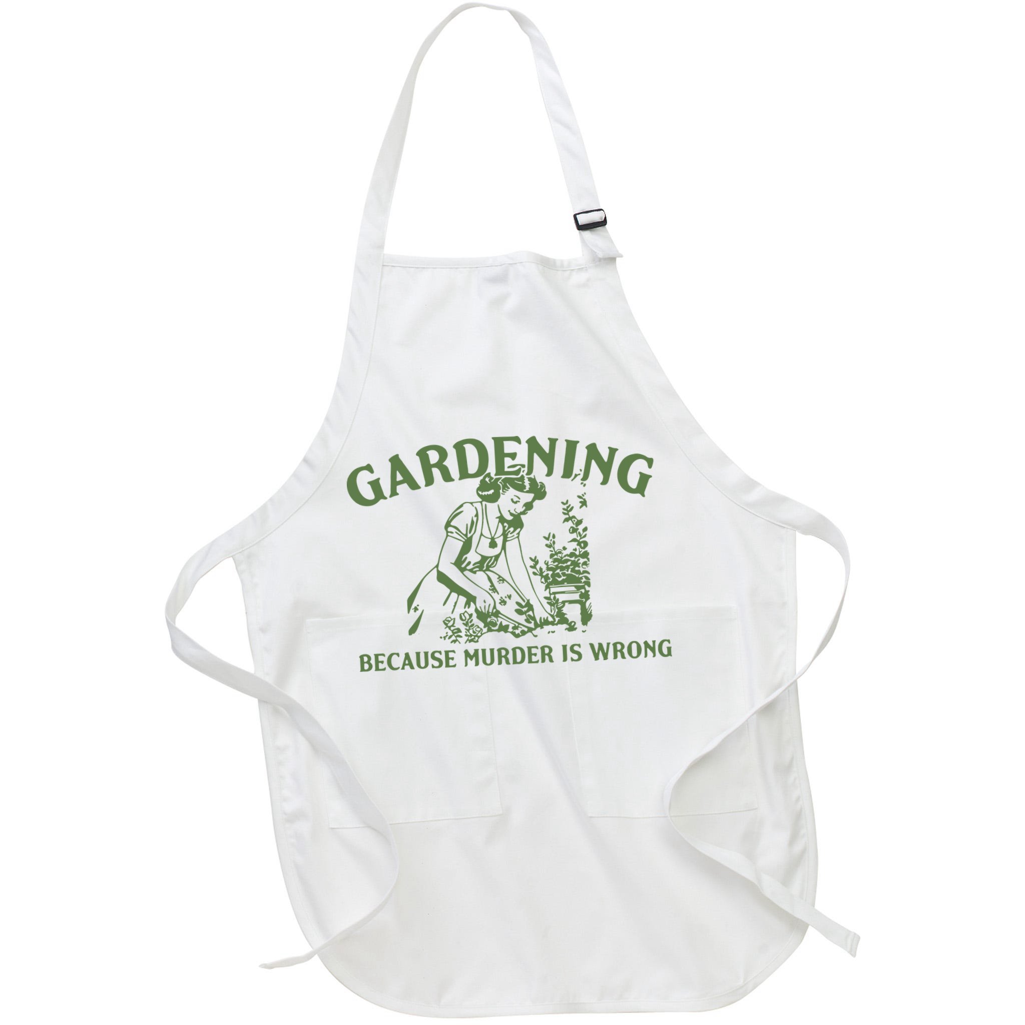 Gardening Because Murder Is Wrong Retro Apron