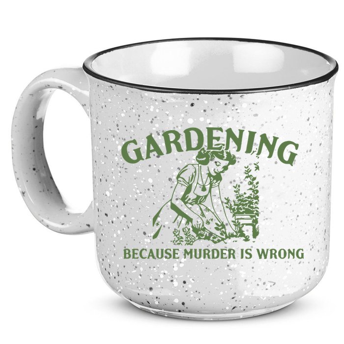 Gardening Because Murder Is Wrong Retro 15oz Campfire Ceramic Mug