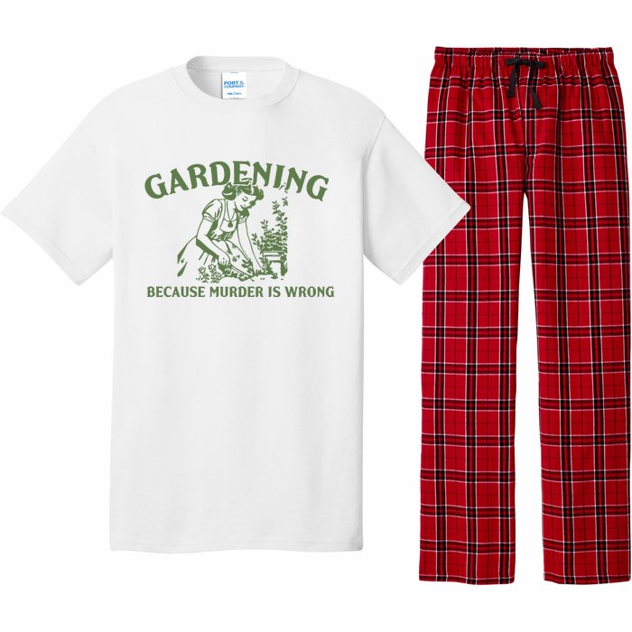 Gardening Because Murder Is Wrong Retro Pajama Set