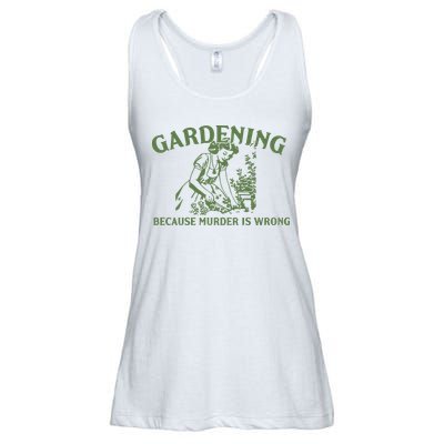 Gardening Because Murder Is Wrong Retro Ladies Essential Flowy Tank