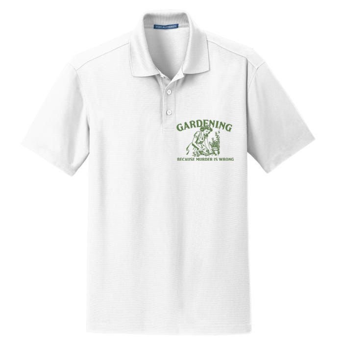 Gardening Because Murder Is Wrong Retro Dry Zone Grid Polo