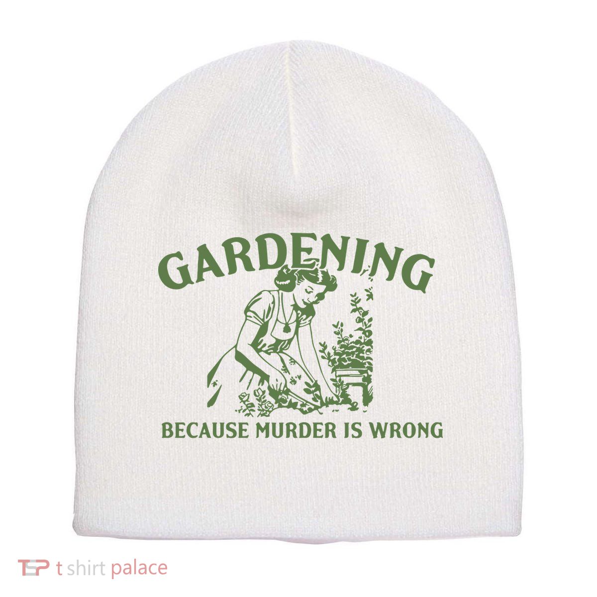 Gardening Because Murder Is Wrong Retro Short Acrylic Beanie