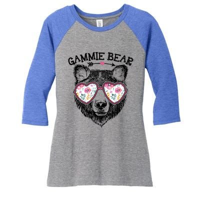 Gammie Bear Mom Grandma Cute Floral Happy MotherS Day Meaningful Gift Women's Tri-Blend 3/4-Sleeve Raglan Shirt