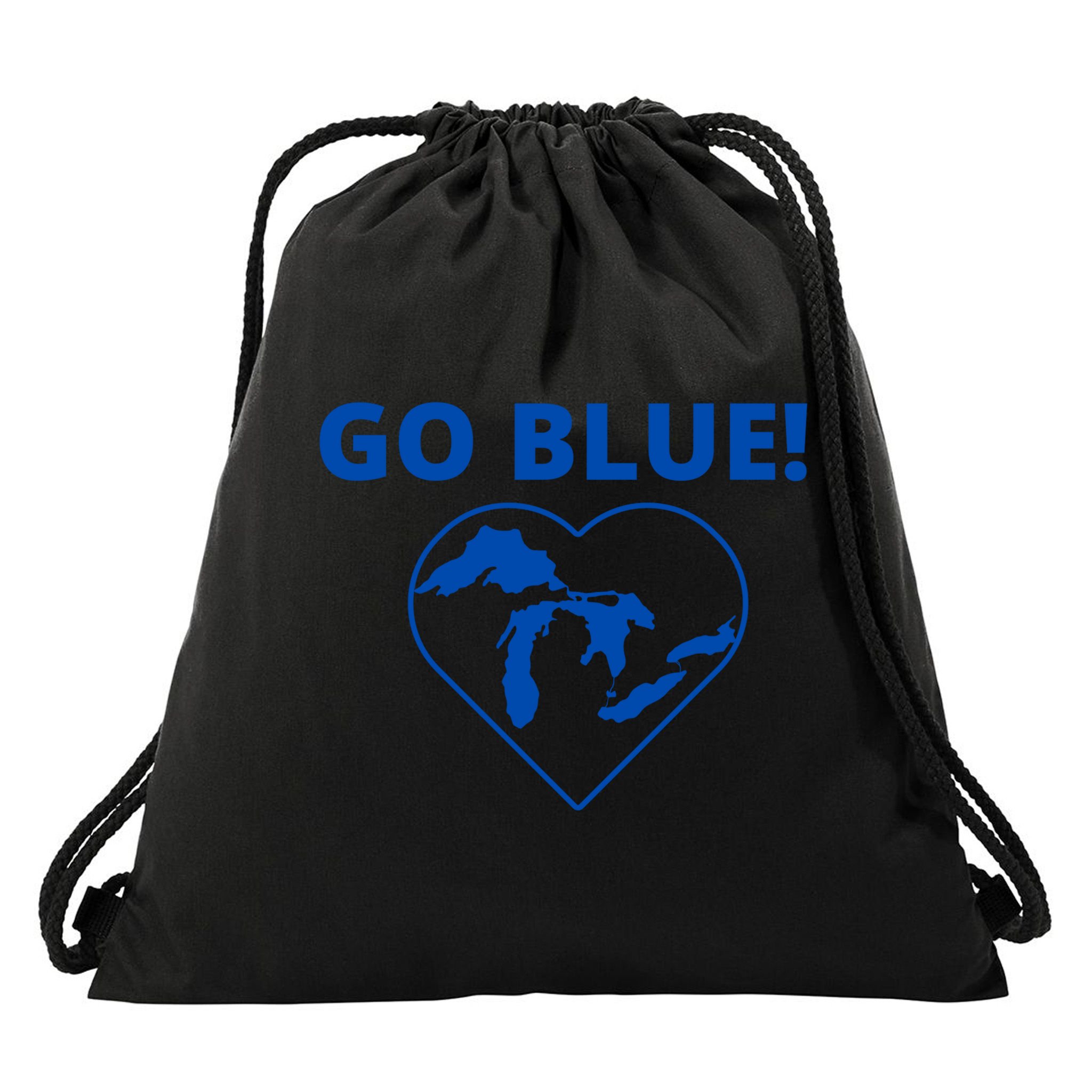 Go Blue Michigan Heart Drawstring Bag