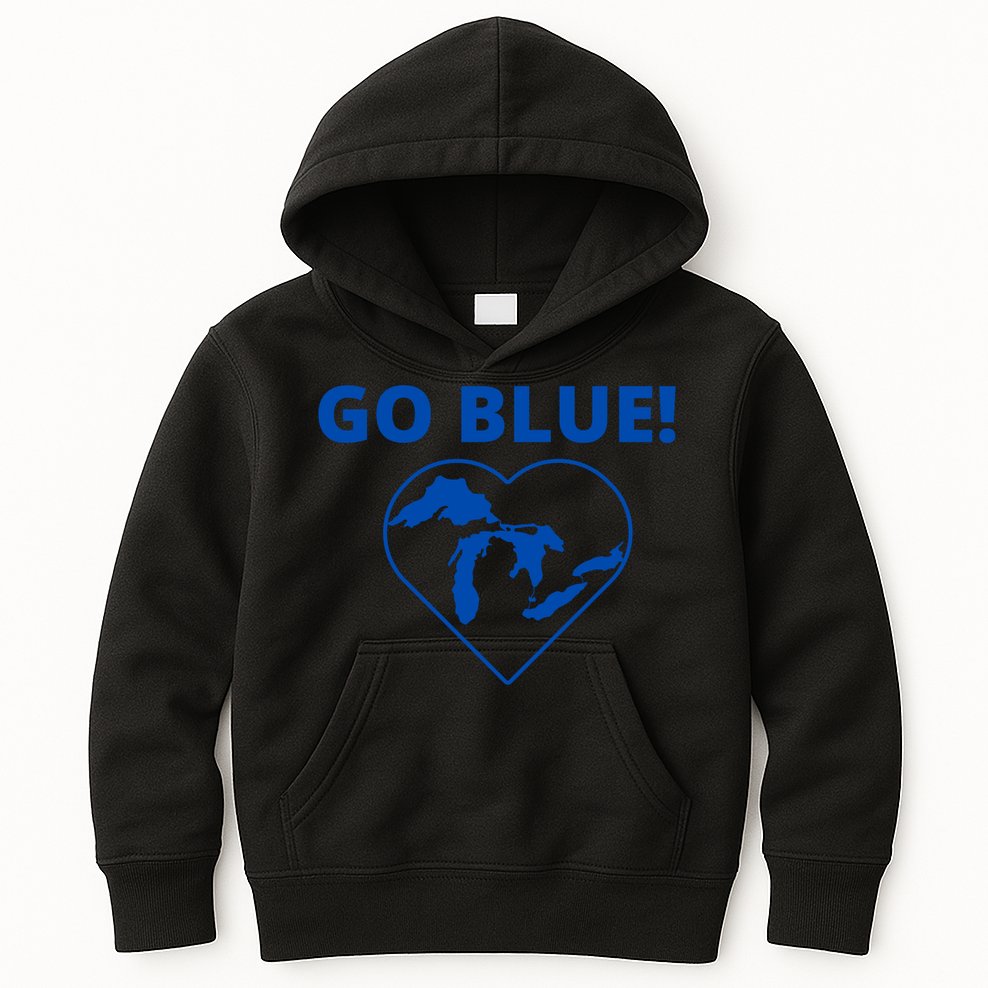 Go Blue Michigan Heart Kids Hoodie