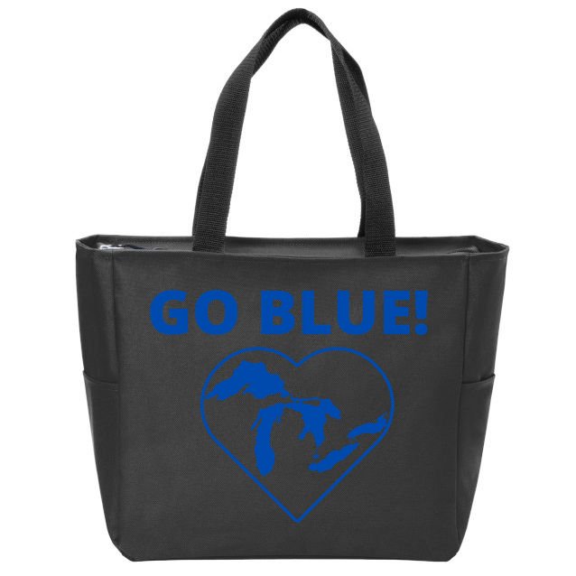 Go Blue Michigan Heart Zip Tote Bag