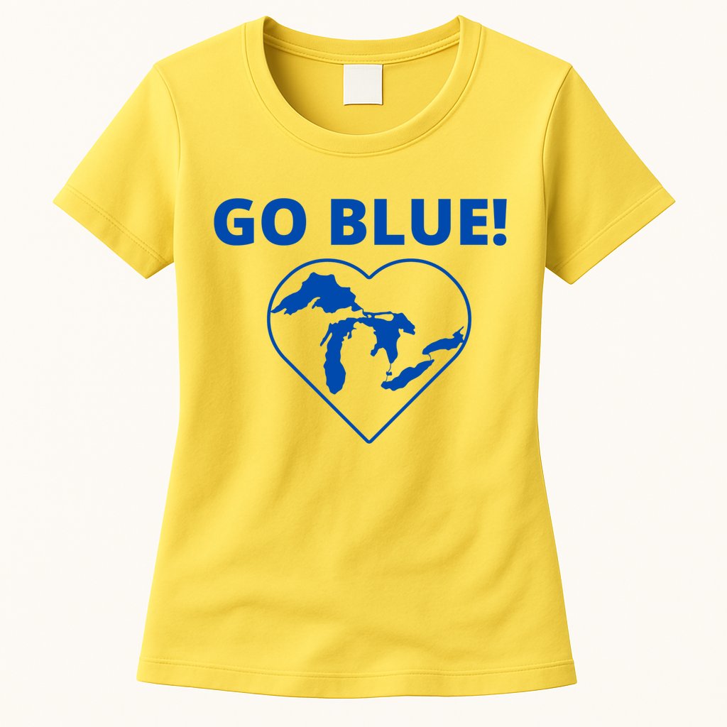 Go Blue Michigan Heart Womens T-Shirt