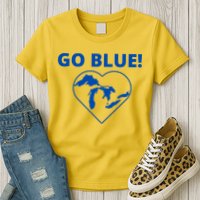 Go Blue Michigan Heart Womens T-Shirt