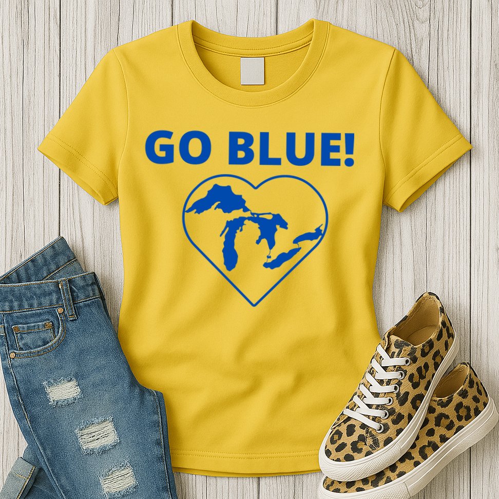 Go Blue Michigan Heart Womens T-Shirt