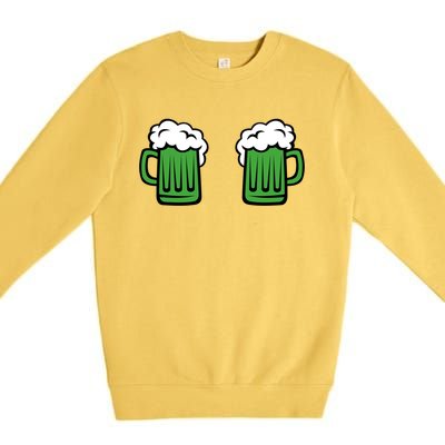 Green Beer Mug Shamrock St Patricks Day Gift Funny Ing Great Gift Premium Crewneck Sweatshirt