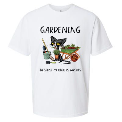 Gardening Because Murder Is Wrong Funny Cat Gardening Sueded Cloud Jersey T-Shirt