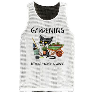 Gardening Because Murder Is Wrong Funny Cat Gardening Mesh Reversible Basketball Jersey Tank