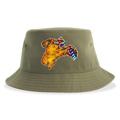 Grizzly Bear Motif Grizzlies Predator Bears Forest Animals Gift Sustainable Bucket Hat