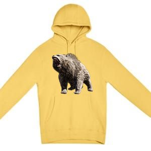 Grizzly Bear Motif Grizzlies Predator Bears Forest Animals Gift Premium Pullover Hoodie