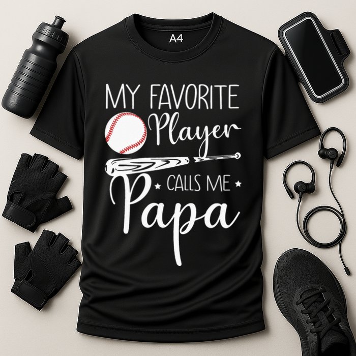 Grandpa Baseball My Favorite Player Calls Me Papa Cooling Performance Crew T-Shirt