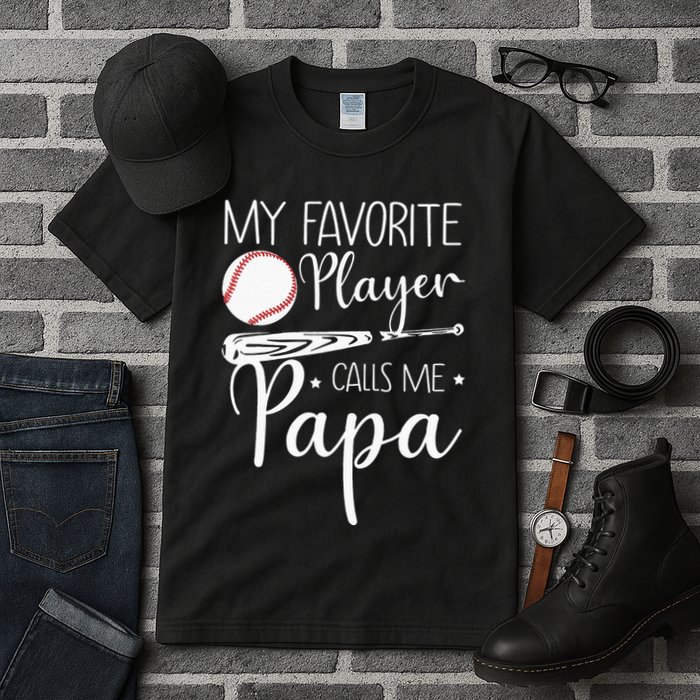 Grandpa Baseball My Favorite Player Calls Me Papa Tall T-Shirt