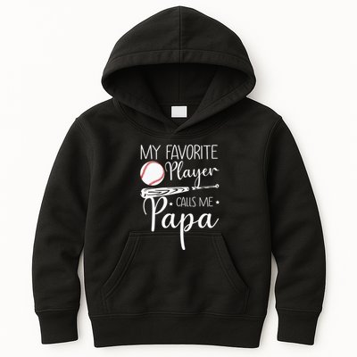 Grandpa Baseball My Favorite Player Calls Me Papa Kids Hoodie