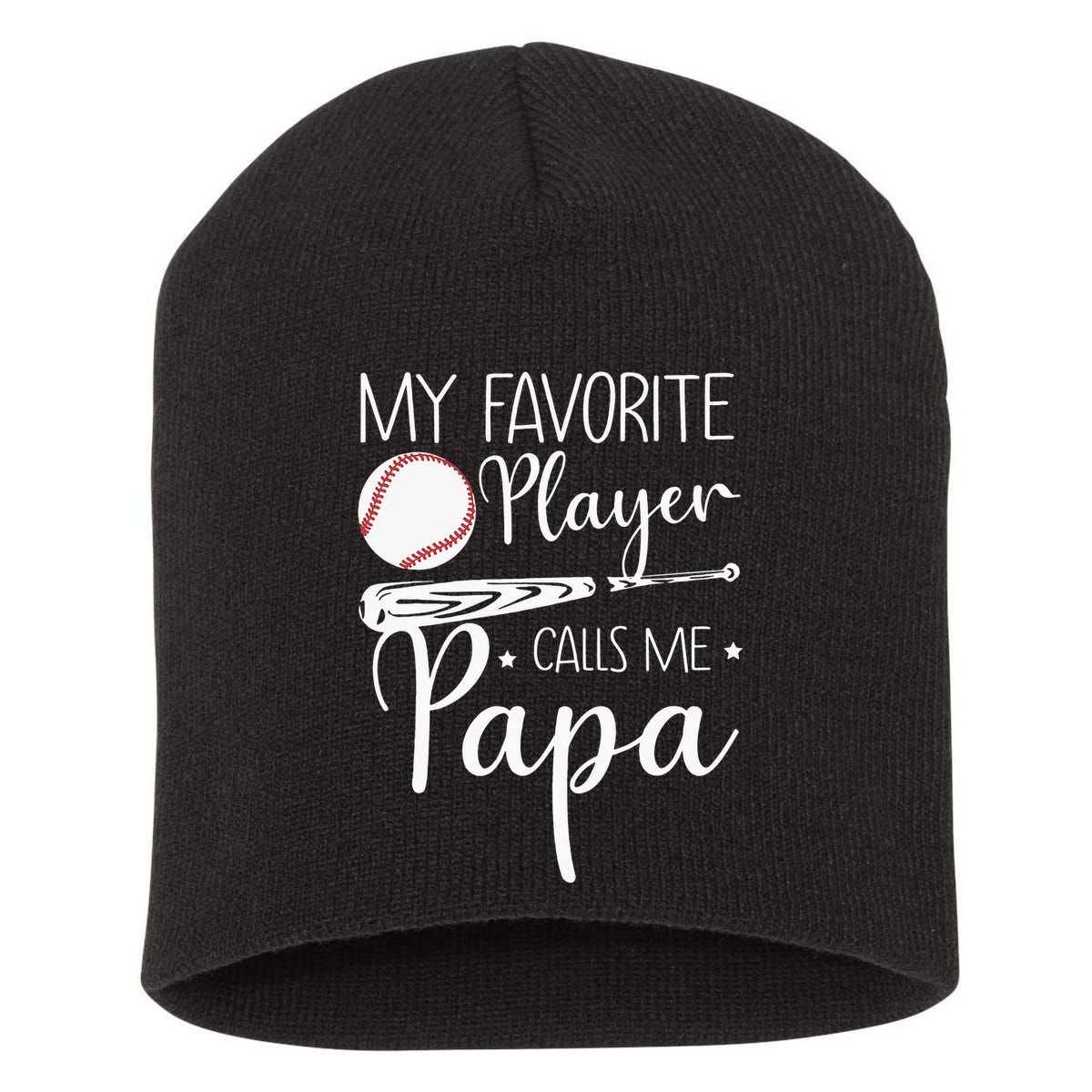 Grandpa Baseball My Favorite Player Calls Me Papa Short Acrylic Beanie