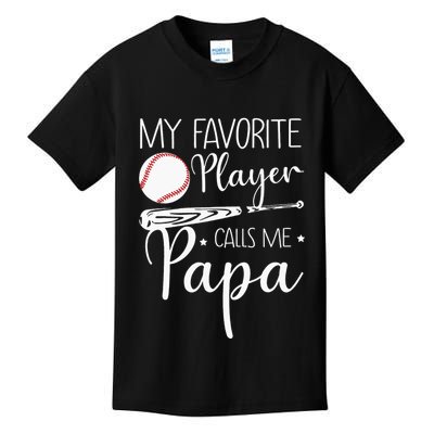 Grandpa Baseball My Favorite Player Calls Me Papa Kids T-Shirt
