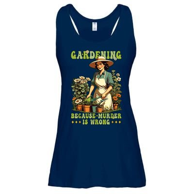 Gardening Because Murder Is Wrong Vintage Funny Gardener Ladies Essential Flowy Tank