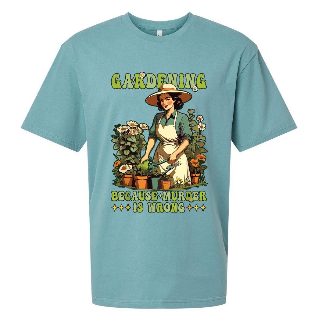 Gardening Because Murder Is Wrong Vintage Funny Gardener Sueded Cloud Jersey T-Shirt