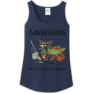 Gardening Because Murder Is Wrong Funny Cat Gardening Ladies Essential Tank