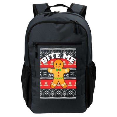 Gingerbread Bite Me Funny Ugly Christmas Sweater Gift Daily Commute Backpack