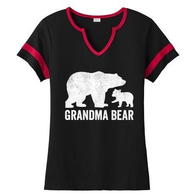 Grandma Bear Mothers Day, Funny One Cub Grandmom Hoodie Ladies Halftime Notch Neck Tee